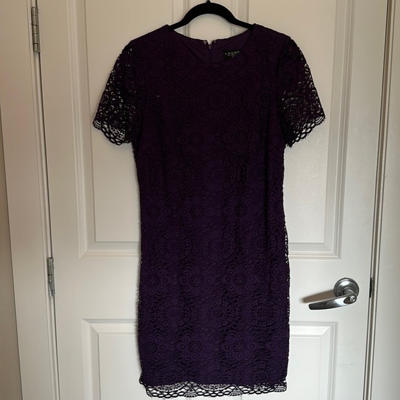 Purple lace dress laundry by Shelli segal size 12 - Picture 1 of 3